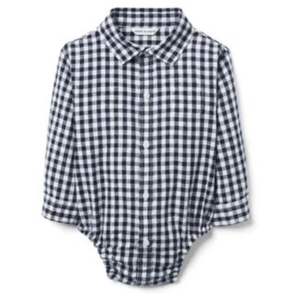 Janie and Jack Infant Navy Gingham Button Up